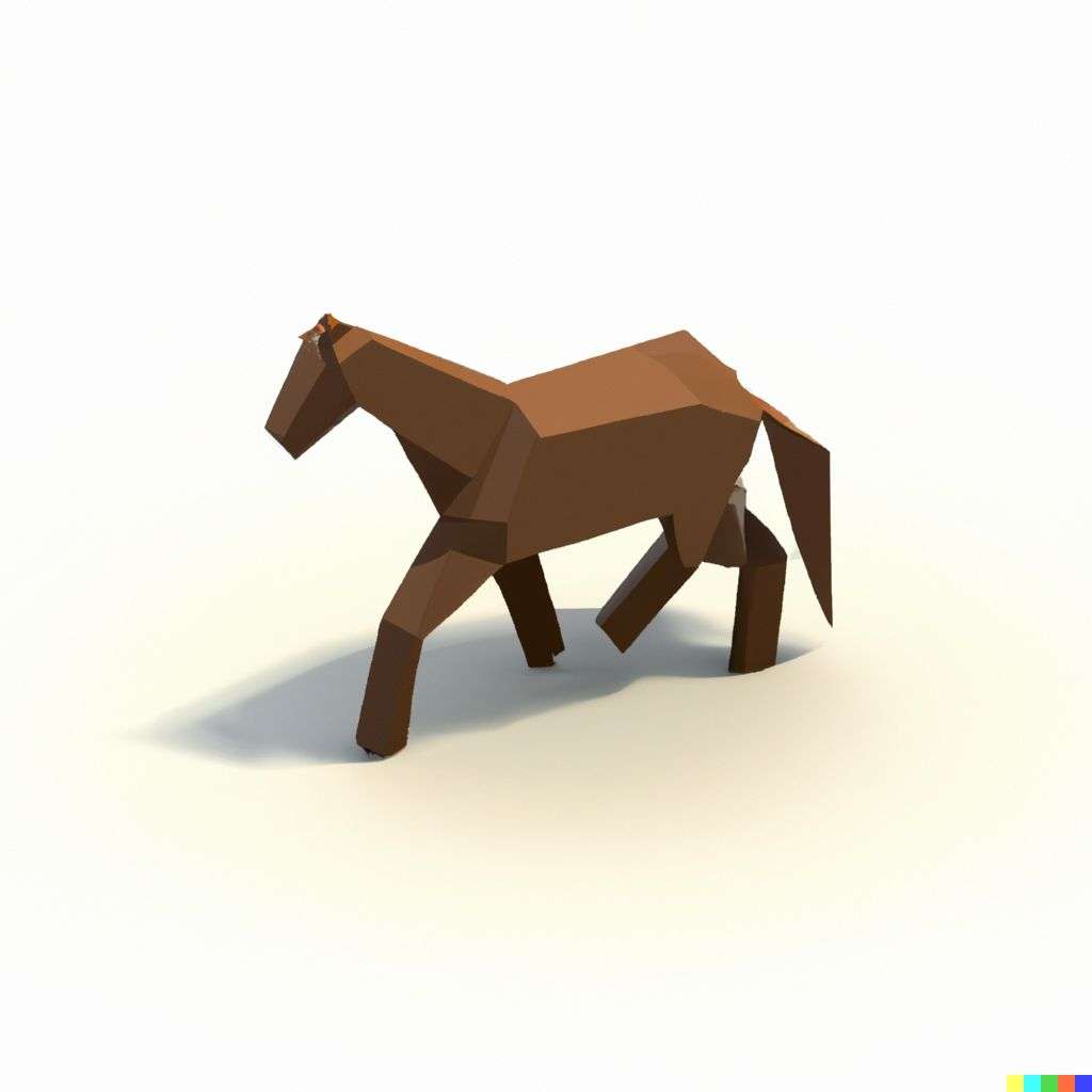 a horse, low polygon isometric render